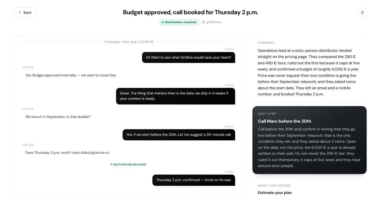 Conversation with goal reached and captured contact